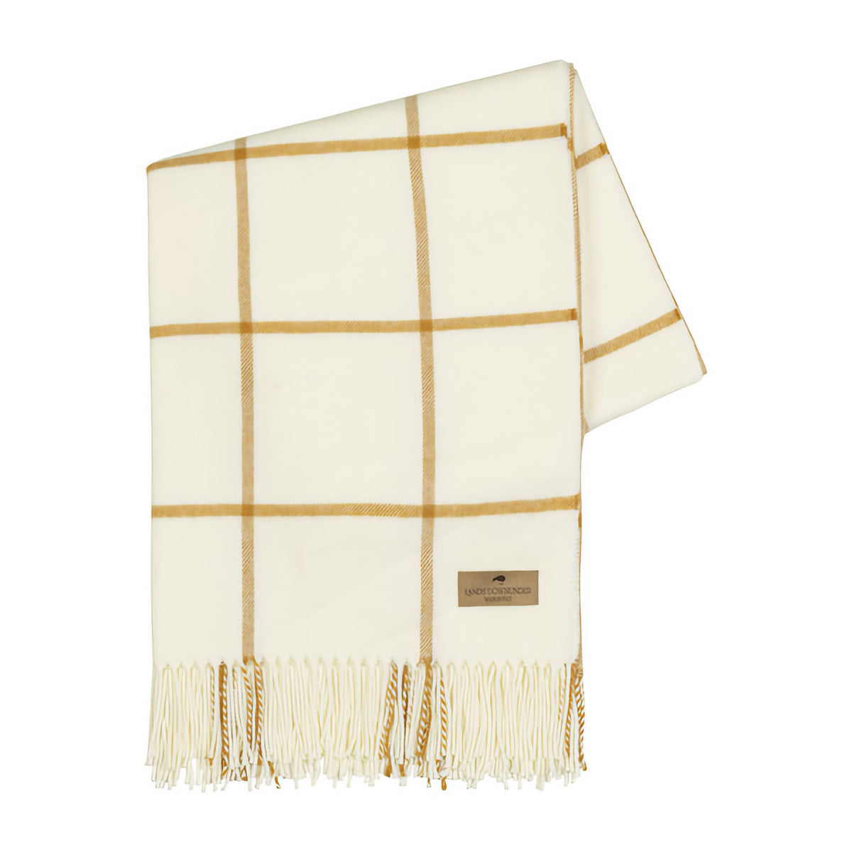 Folded Lands Downunder Lexington Plaid Throw in Ochre color