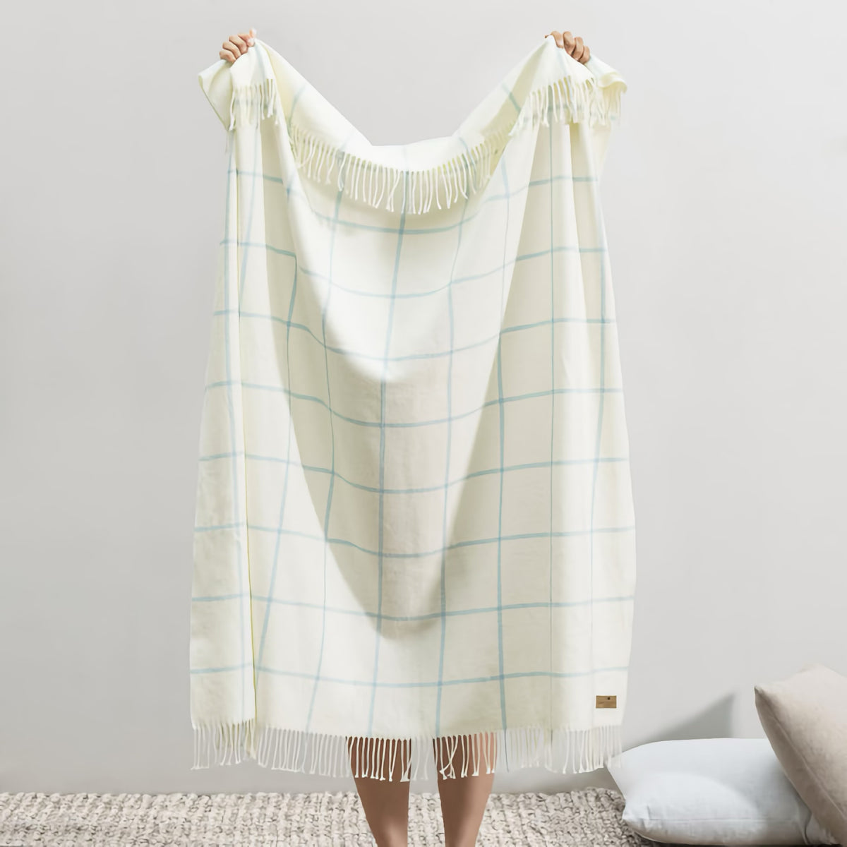 Hanging Lands Downunder Lexington Plaid Throw in Baby Blue color
