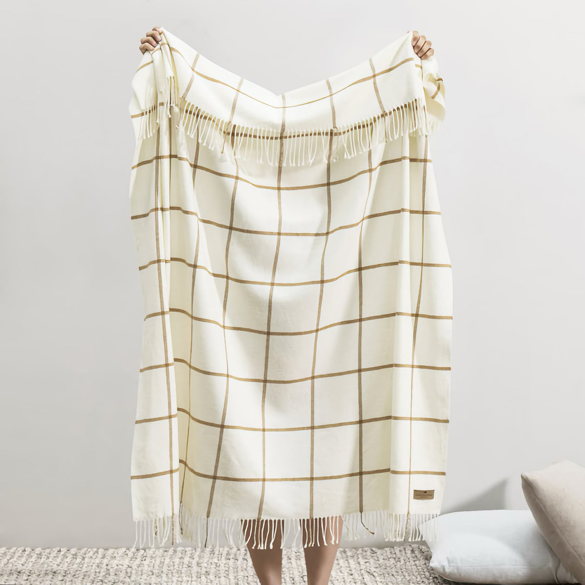 Hanging Lands Downunder Lexington Plaid Throw in Caramel color