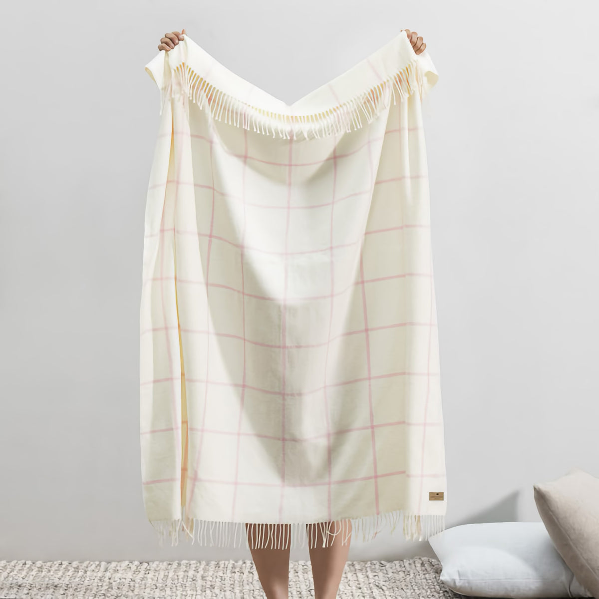 Hanging Lands Downunder Lexington Plaid Throw in Cherry Blossom color