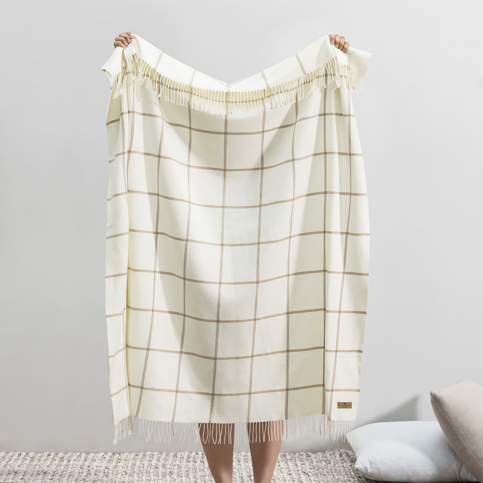 Lands Downunder Lexington Plaid Throw in Dune color