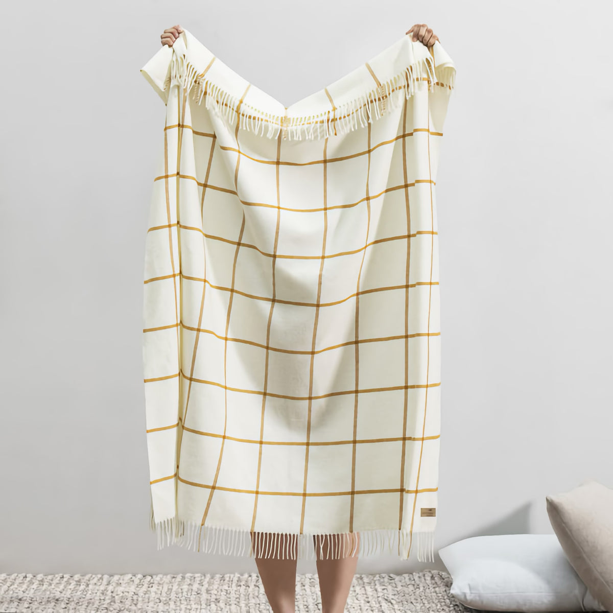 Hanging Lands Downunder Lexington Plaid Throw in Ochre color