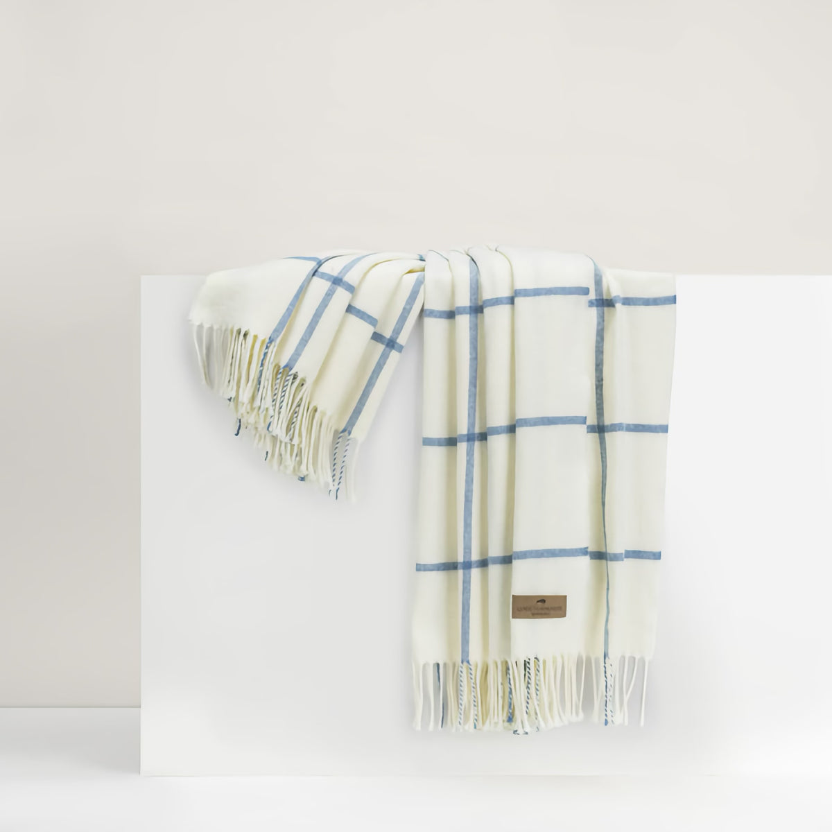 Lands Downunder Lexington Plaid Throw in Blue Denim color