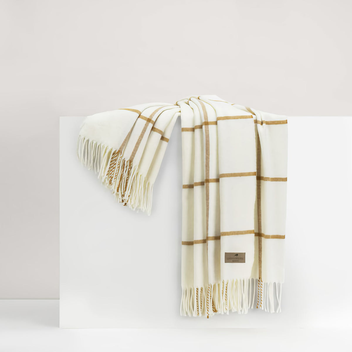 Lands Downunder Lexington Plaid Throw in Ochre color