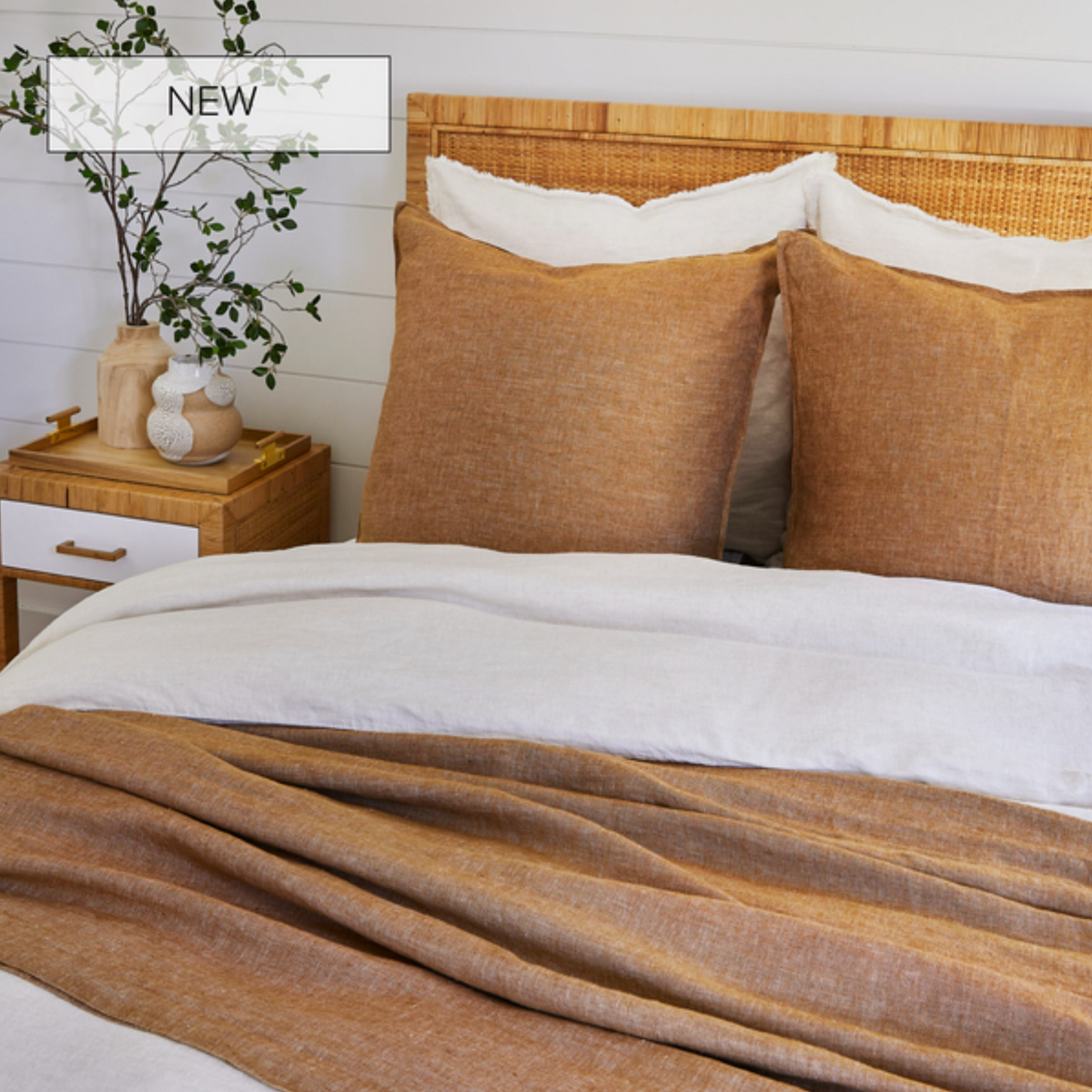 Lands Downunder Linen Duvet Covers and Shams in Natural Color with Coordinate Bedding