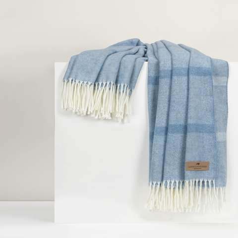 Lands Downunder Montauk Stripe Herringbone Throws - Blue Denim featured image