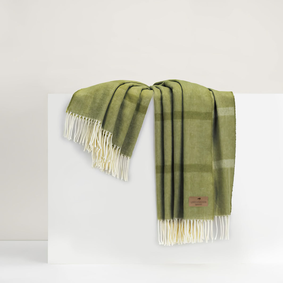 Draped Lands Downunder Montauk Stripe Herringbone Throws in Fern Color