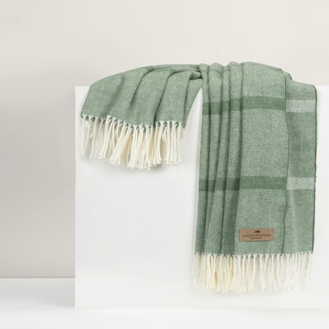 Lands Downunder Montauk Stripe Herringbone Throws - Olive featured image