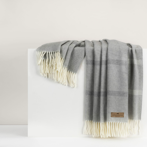 Lands Downunder Montauk Stripe Herringbone Throws - Pebble featured image