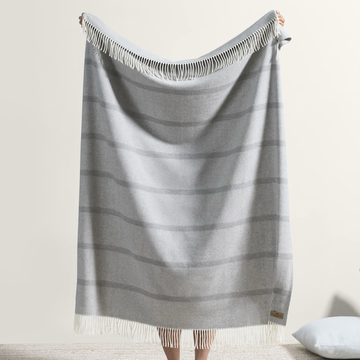 Hanging Lands Downunder Montauk Stripe Herringbone Throws in Pebble Color