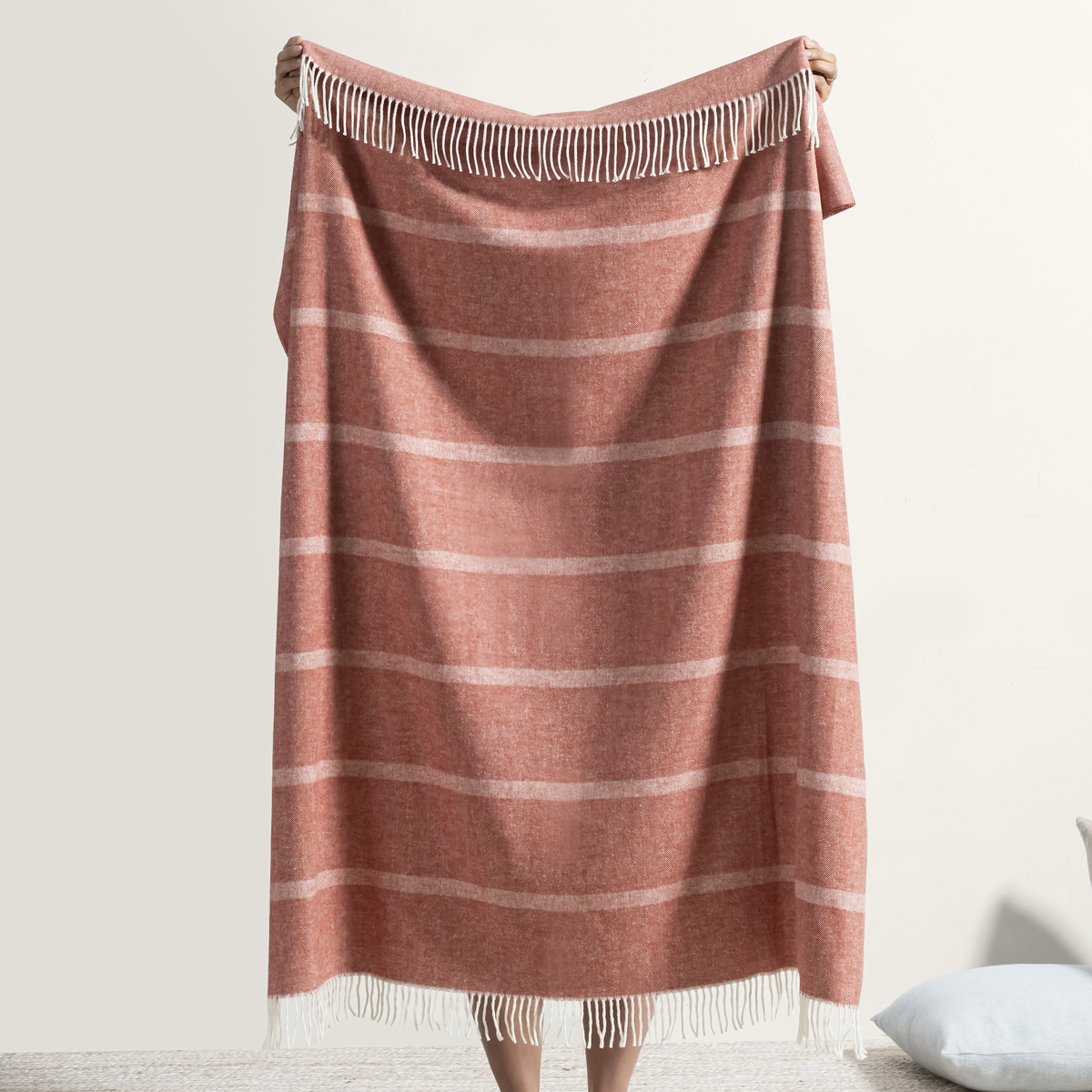 Reverse of Lands Downunder Montauk Stripe Herringbone Throws in Spicy Orange Color