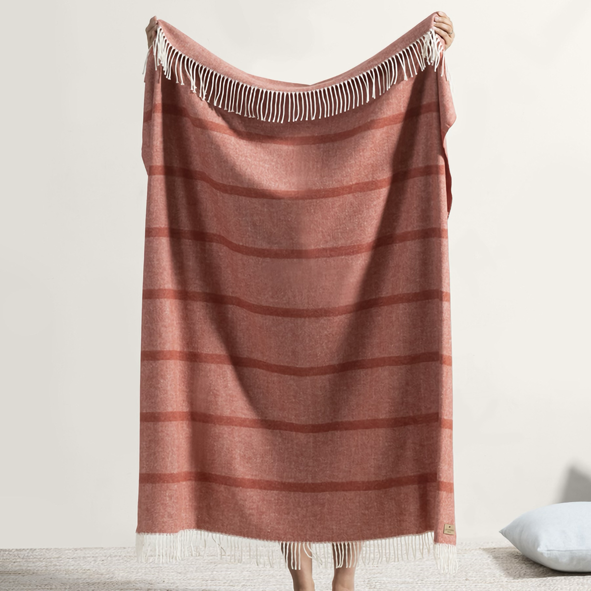 Hanging Lands Downunder Montauk Stripe Herringbone Throws in Spicy Orange Color