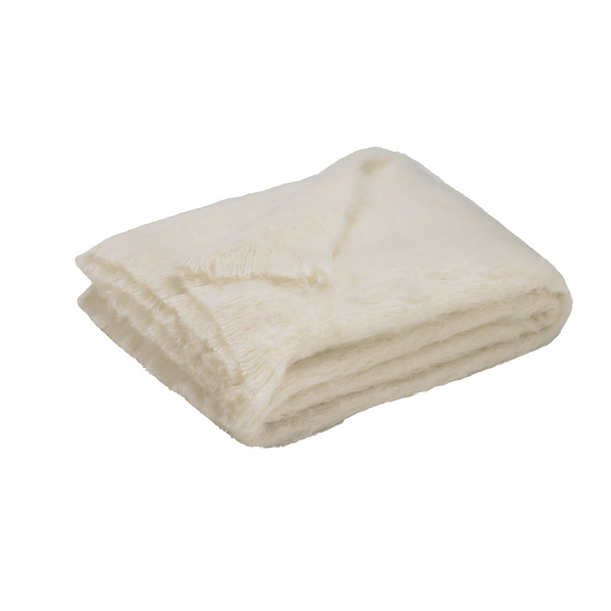 Folded Lands Downunder New Zealand Alpaca Throw in Cream color