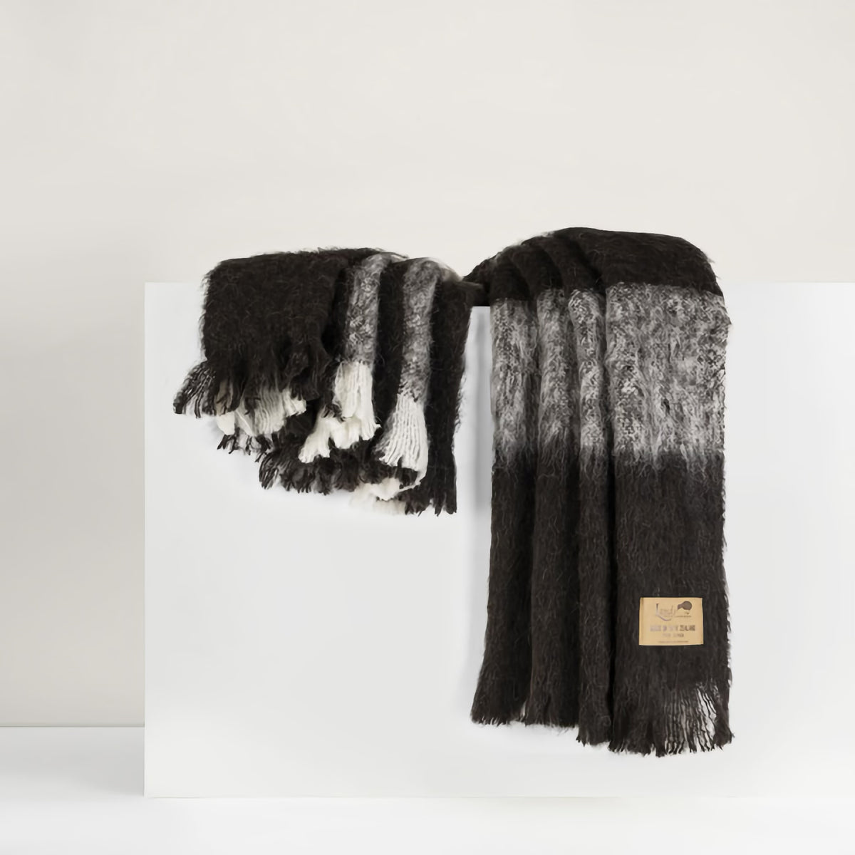 Lands Downunder New Zealand Alpaca Throw in Friesian color