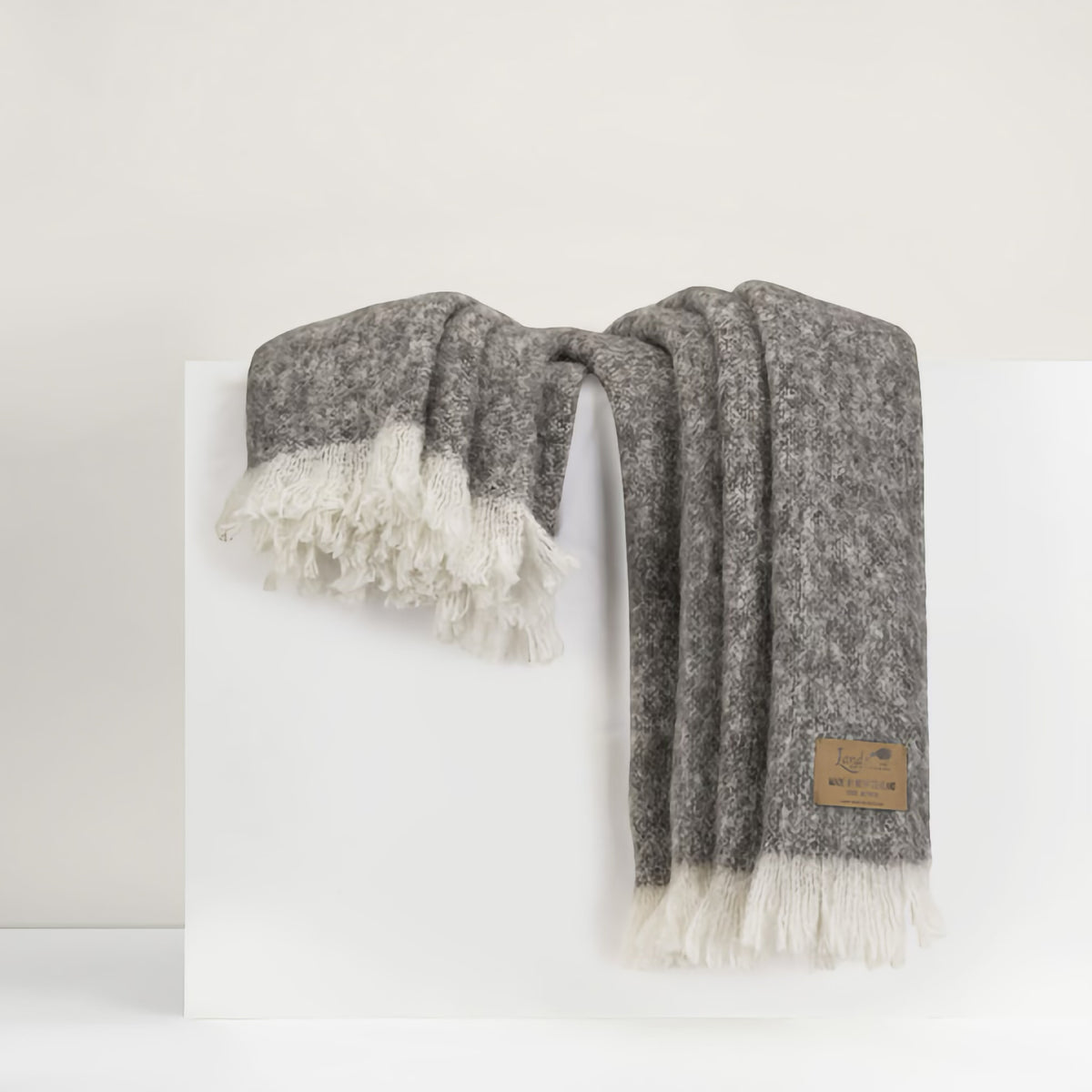 Lands Downunder New Zealand Alpaca Throw in Granite color