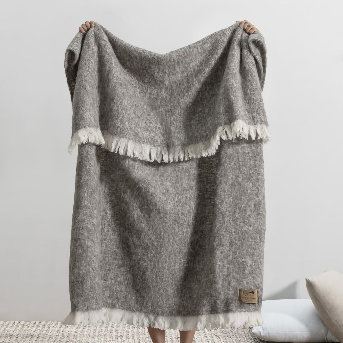 Hanging Lands Downunder New Zealand Alpaca Throw in Granite color
