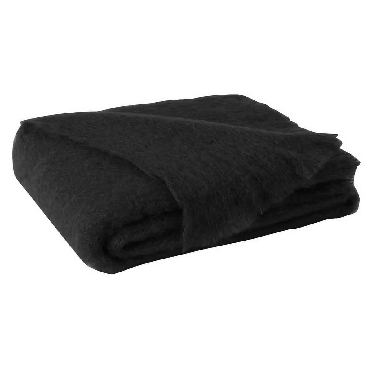 Folded Lands Downunder New Zealand Mohair Throw in Raven color