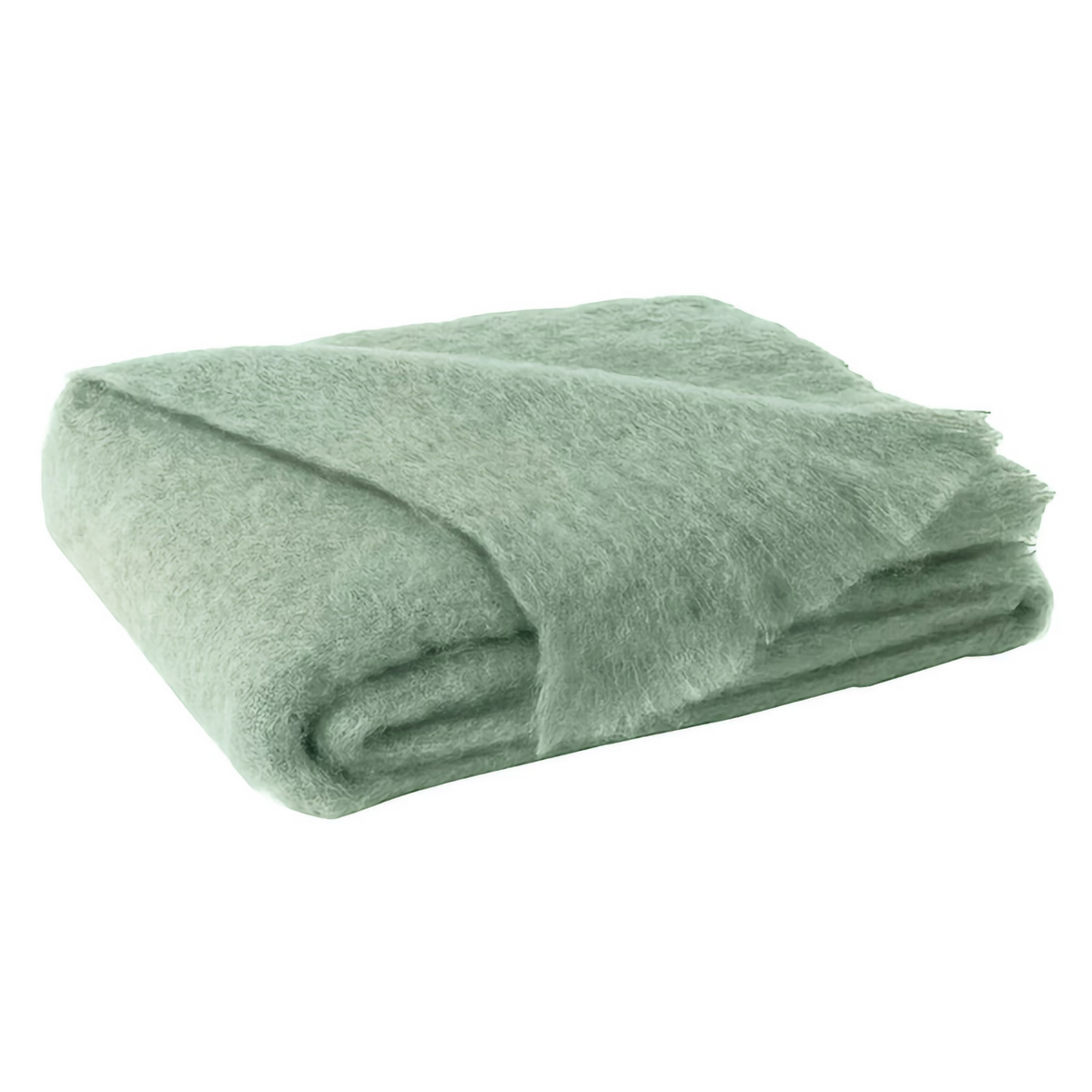 Folded Lands Downunder New Zealand Mohair Throw in Sage color