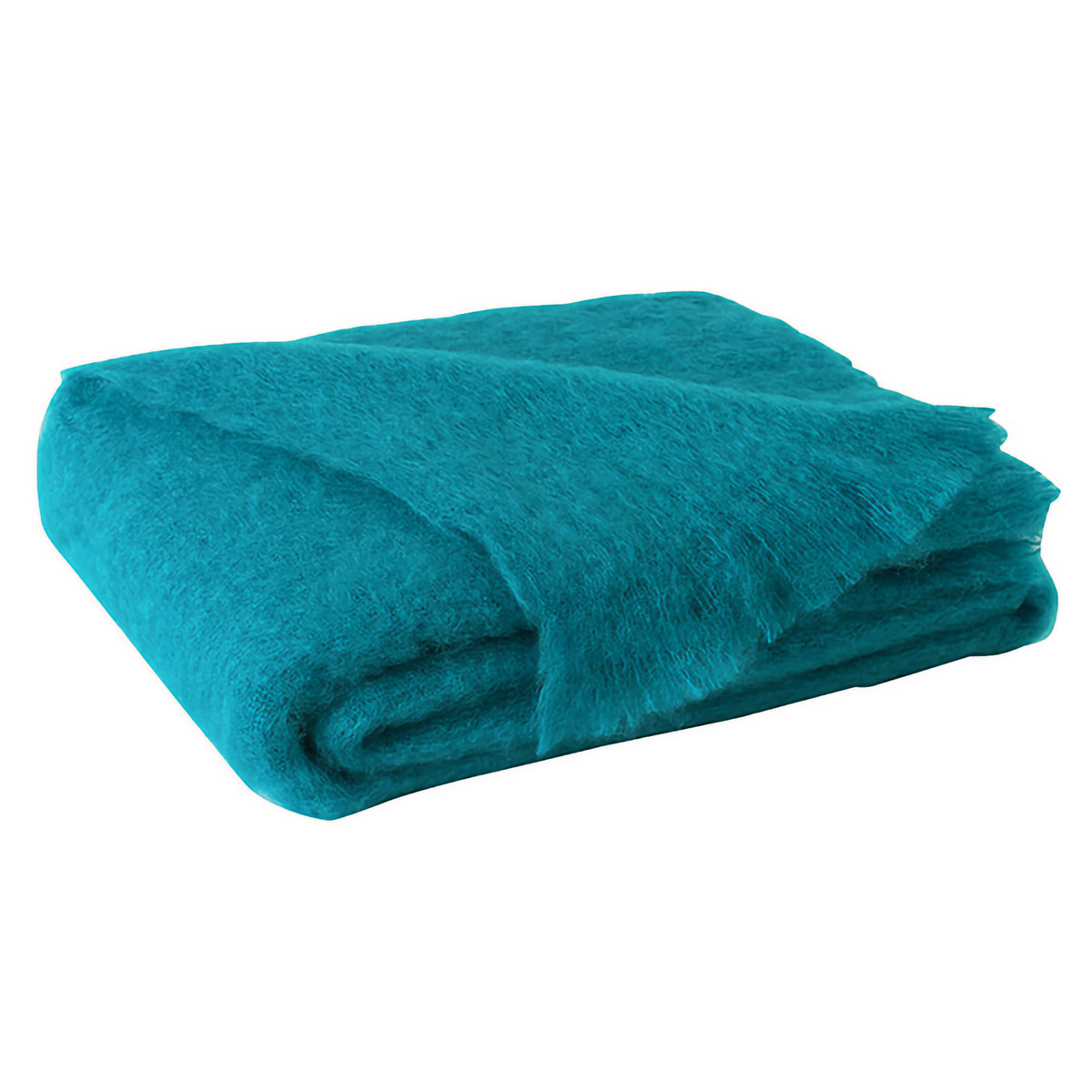 Folded Lands Downunder New Zealand Mohair Throw in Turquoise color