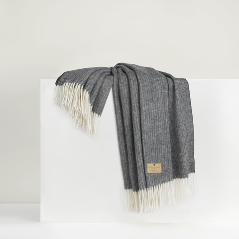 Lands Downunder Pinstripe Cashmere Throw - Onyx featured image