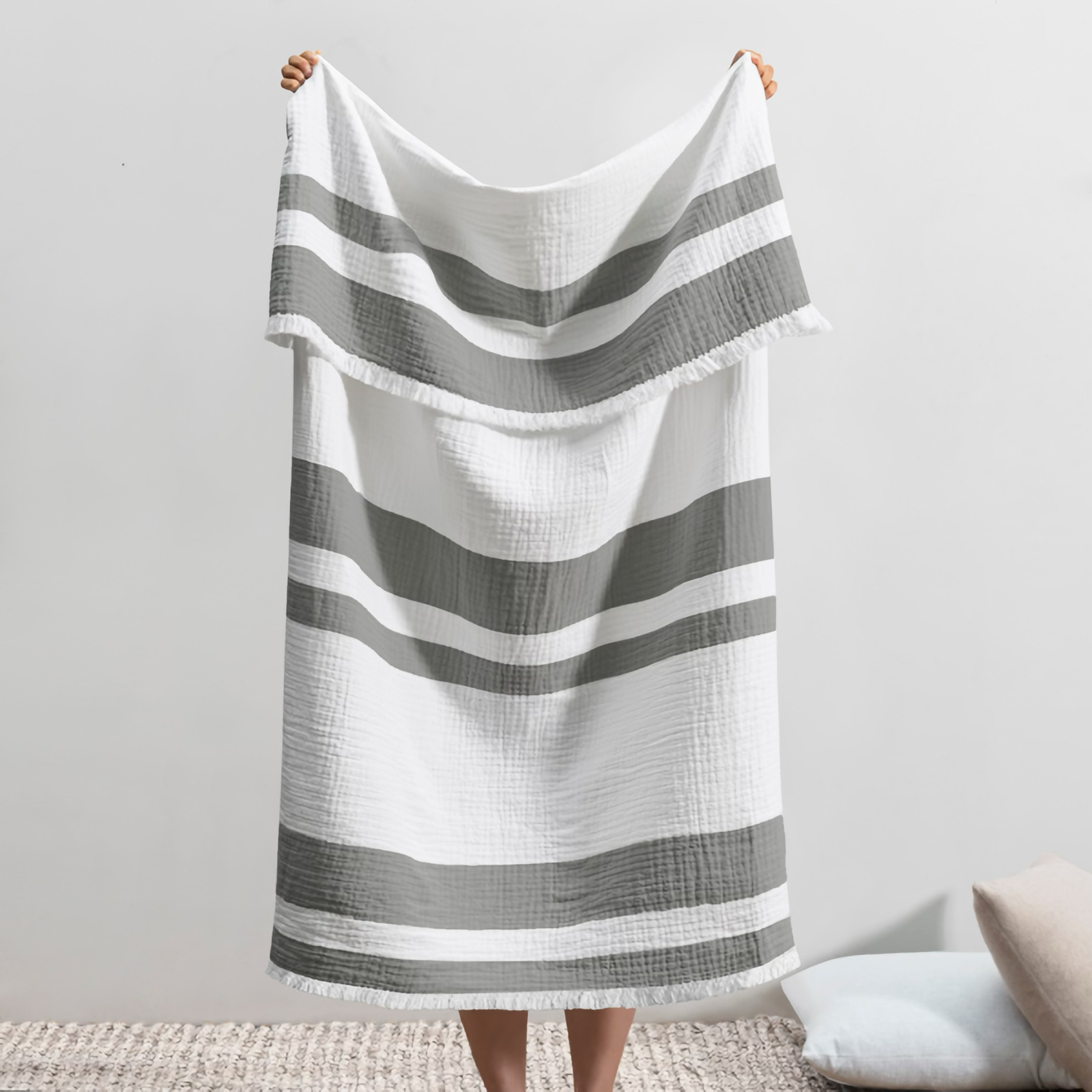 Folded Lands Downunder San Marino Throw in Ash Gray Color