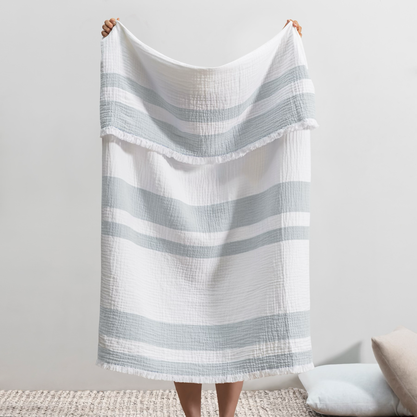 Folded Lands Downunder San Marino Throw in Glacier Color