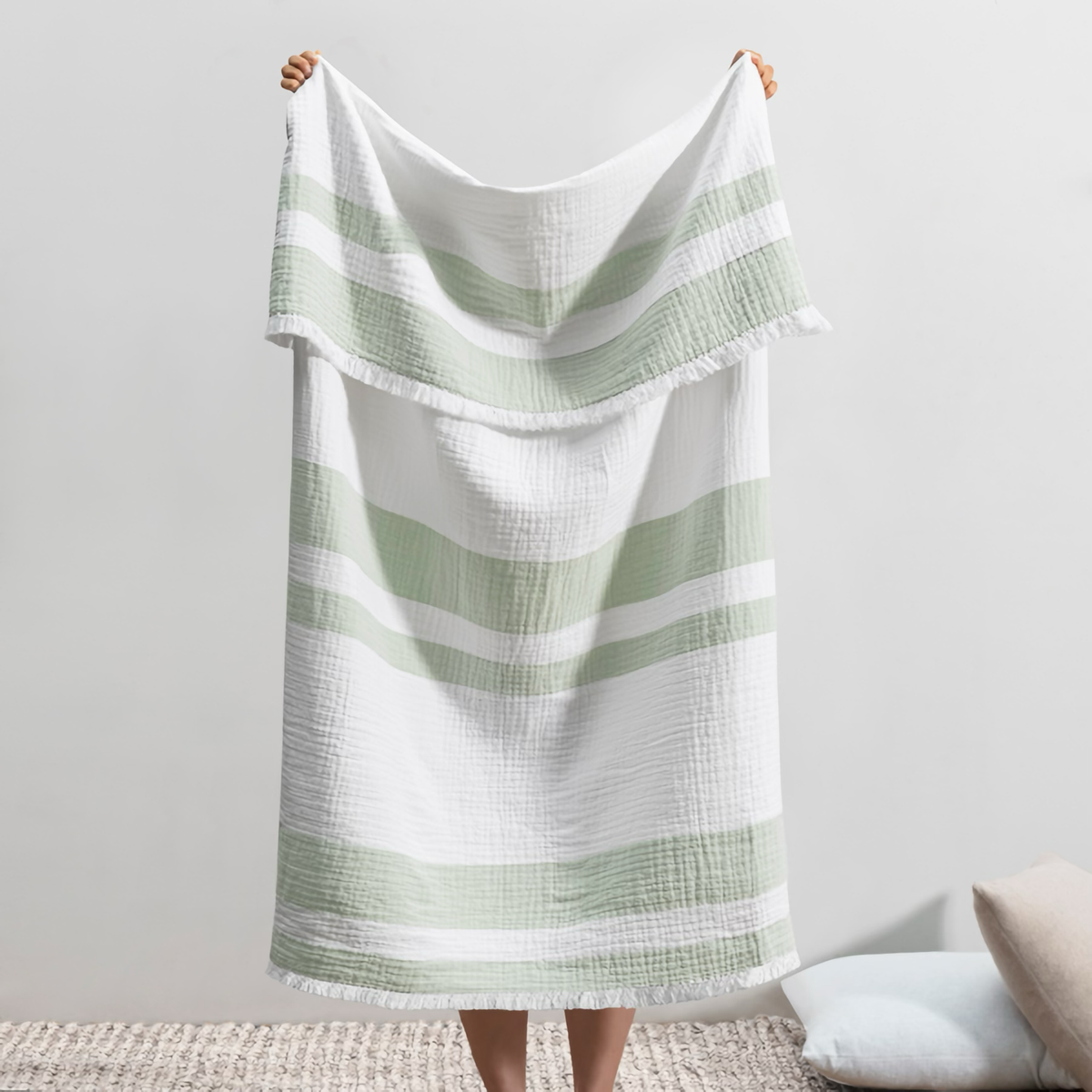 Hanging Lands Downunder San Marino Throw in Sage Color