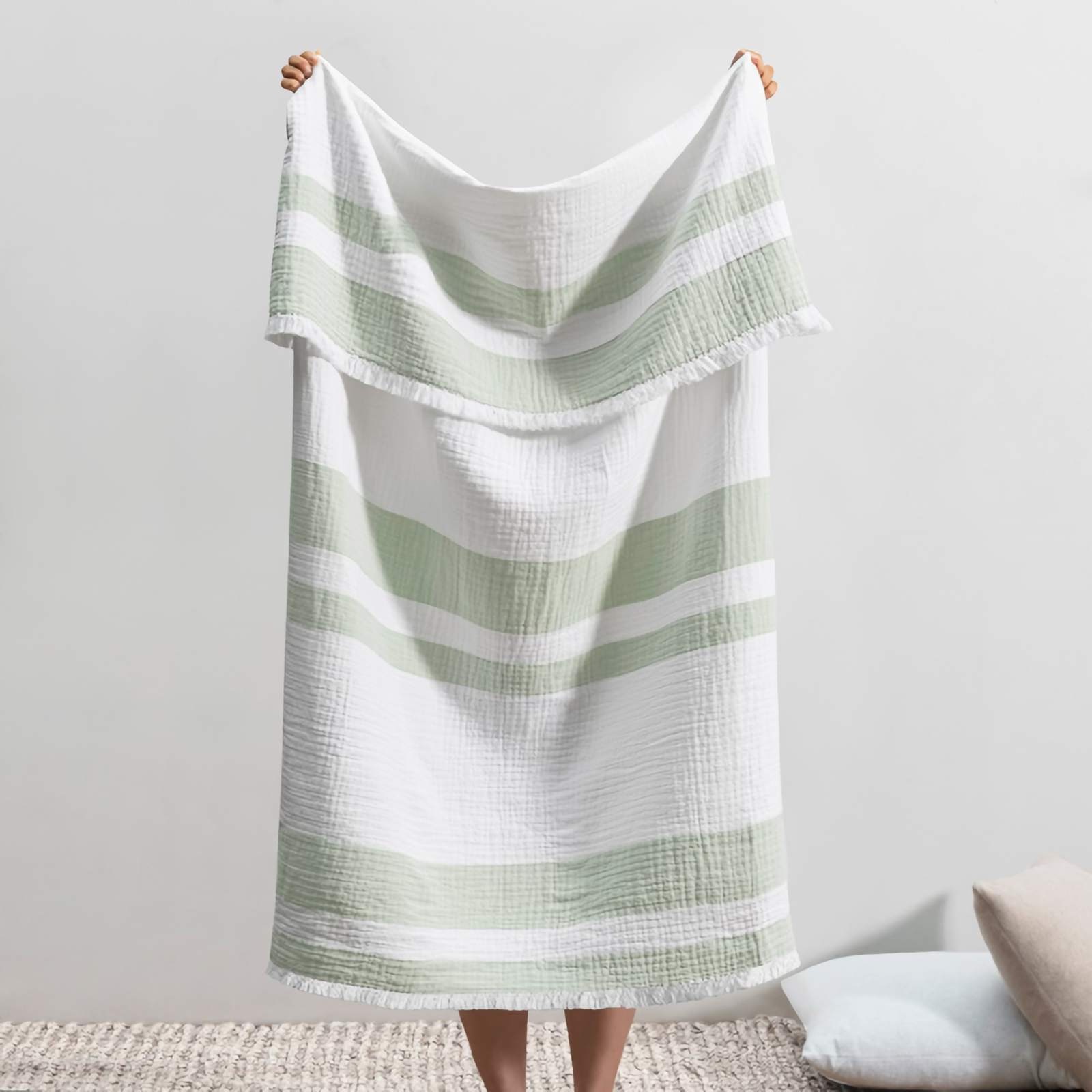 Folded Lands Downunder San Marino Throw in Sage Color