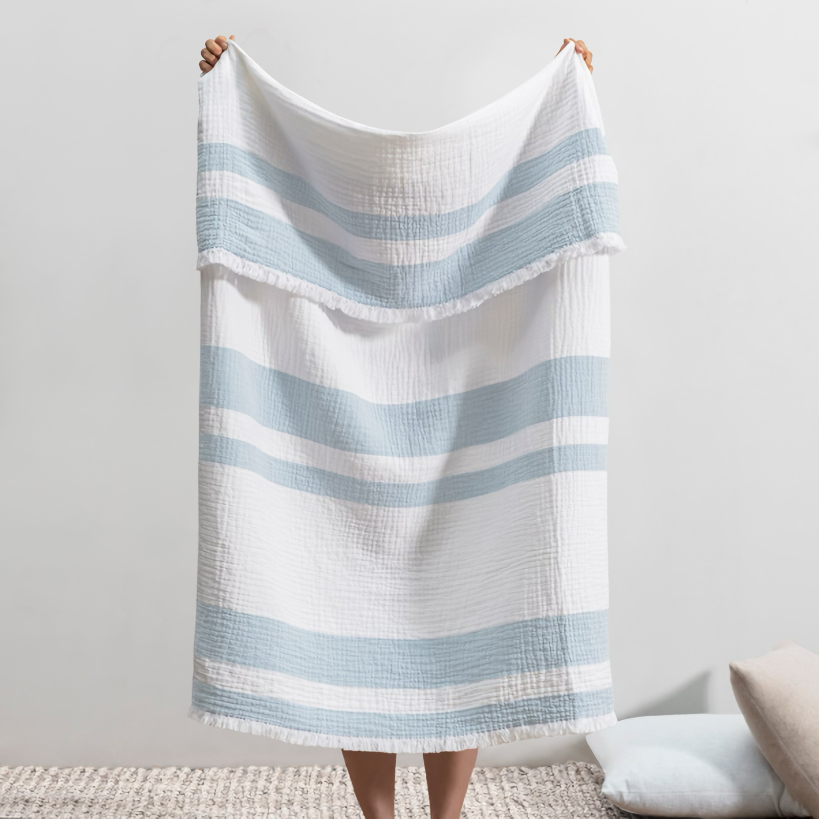 Folded Lands Downunder San Marino Throw in Sky Blue Color