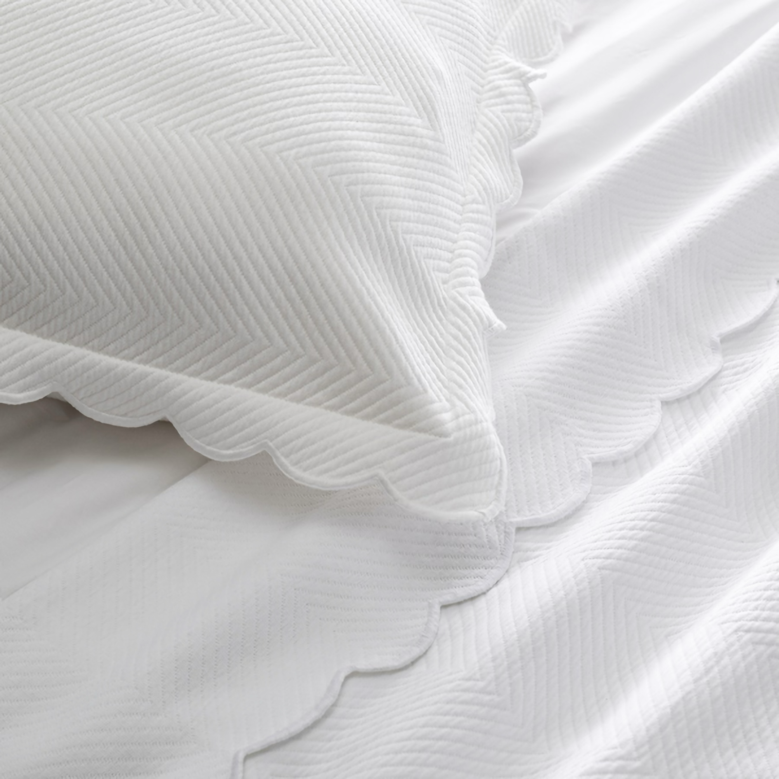 Lands Downunder Scallop Lattice Cotton Coverlet and Shams with Coordinate Bedding