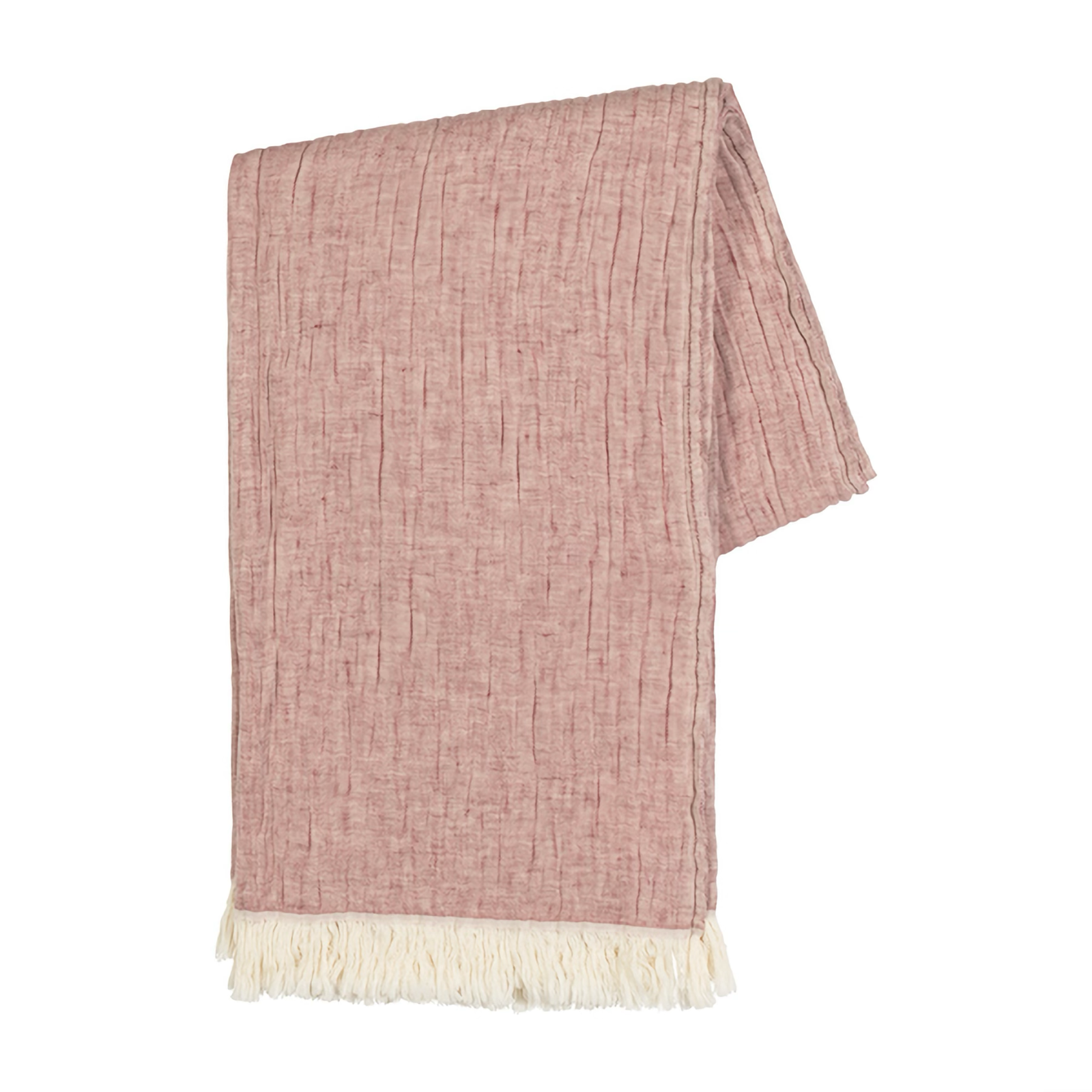 Folded Lands Downunder Soho Cotton Linen Throw in Pomegranate Color