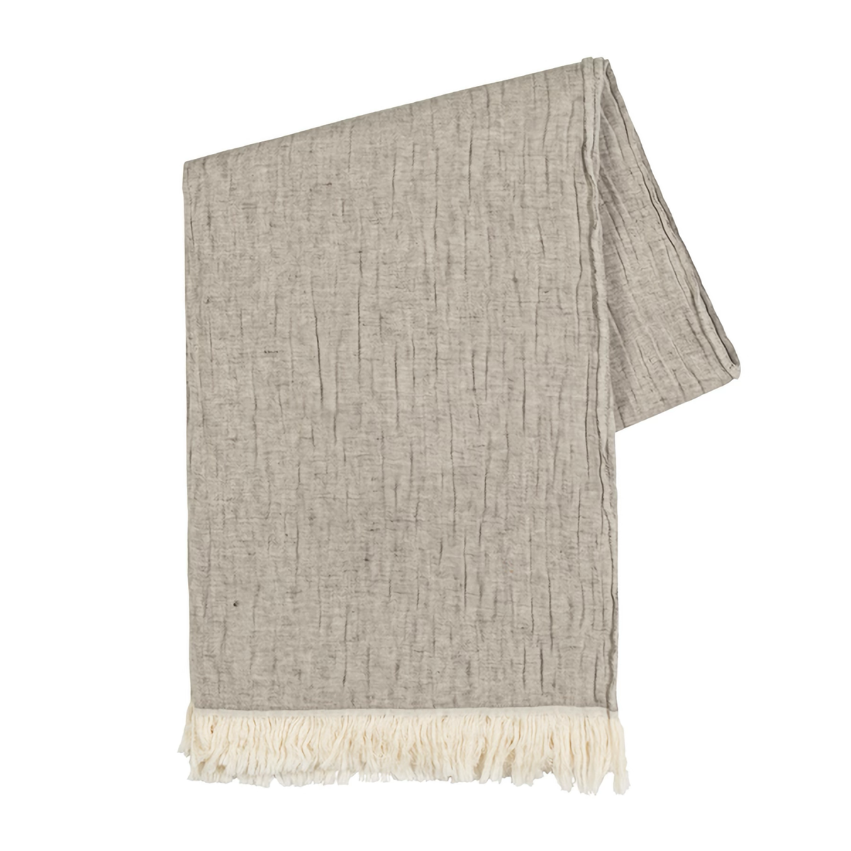 Folded Lands Downunder Soho Cotton Linen Throw in Stone Color