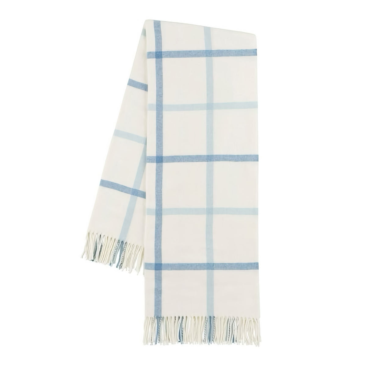 Folded Lands Downunder Tattersall Plaid Throw in Blue Denim and Baby Blue colors