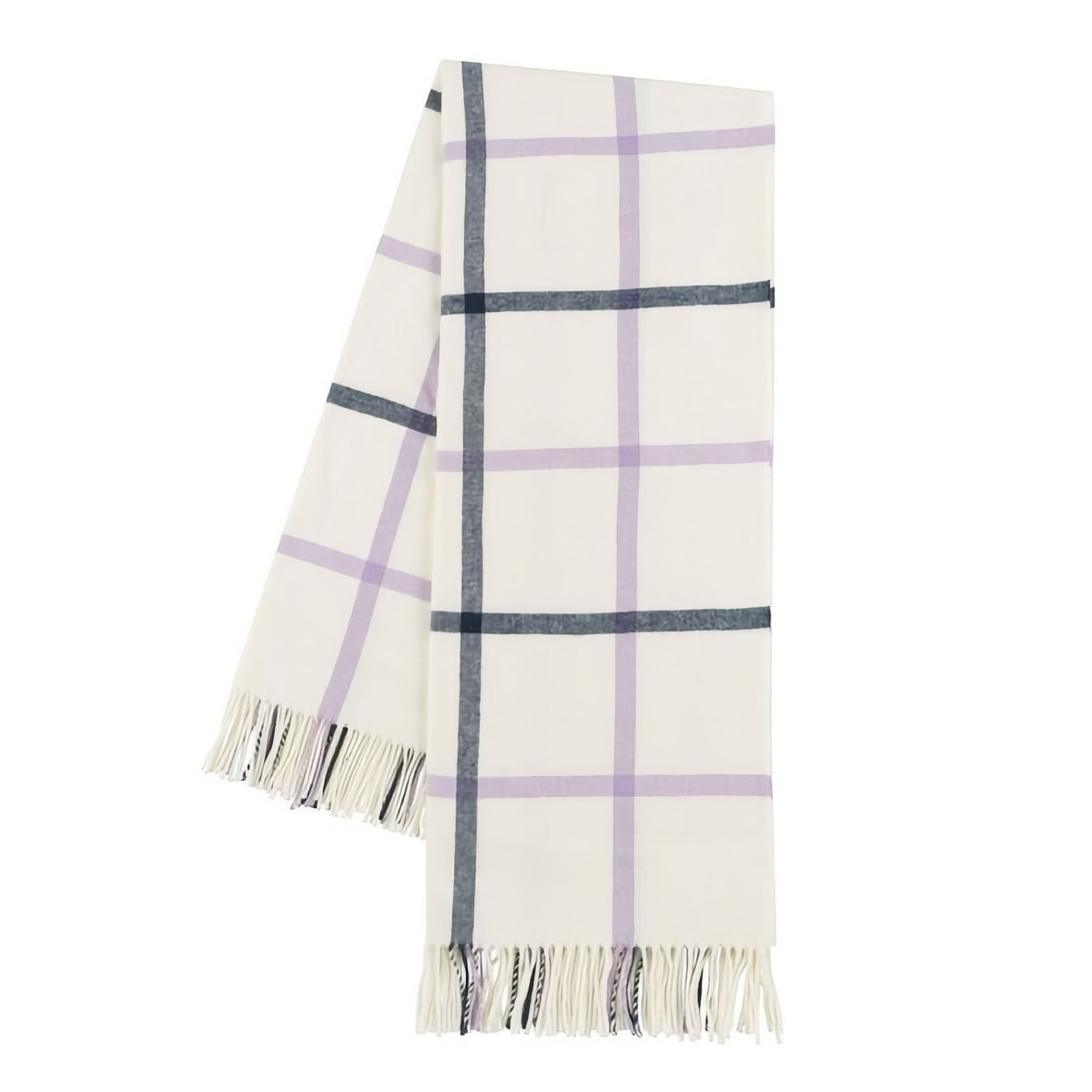Folded Lands Downunder Tattersall Plaid Throw in Lilac and Navy color