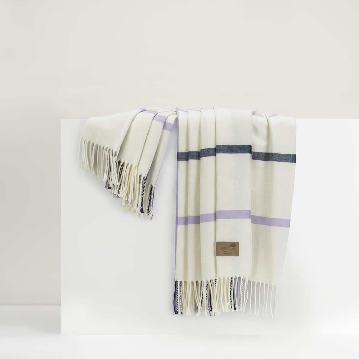 Lands Downunder Tattersall Plaid Throw in Lilac and Navy color