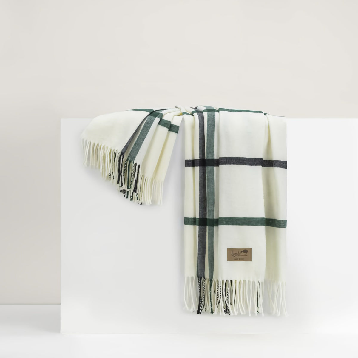 Lands Downunder Tattersall Plaid Throw in Pine and Graphite color
