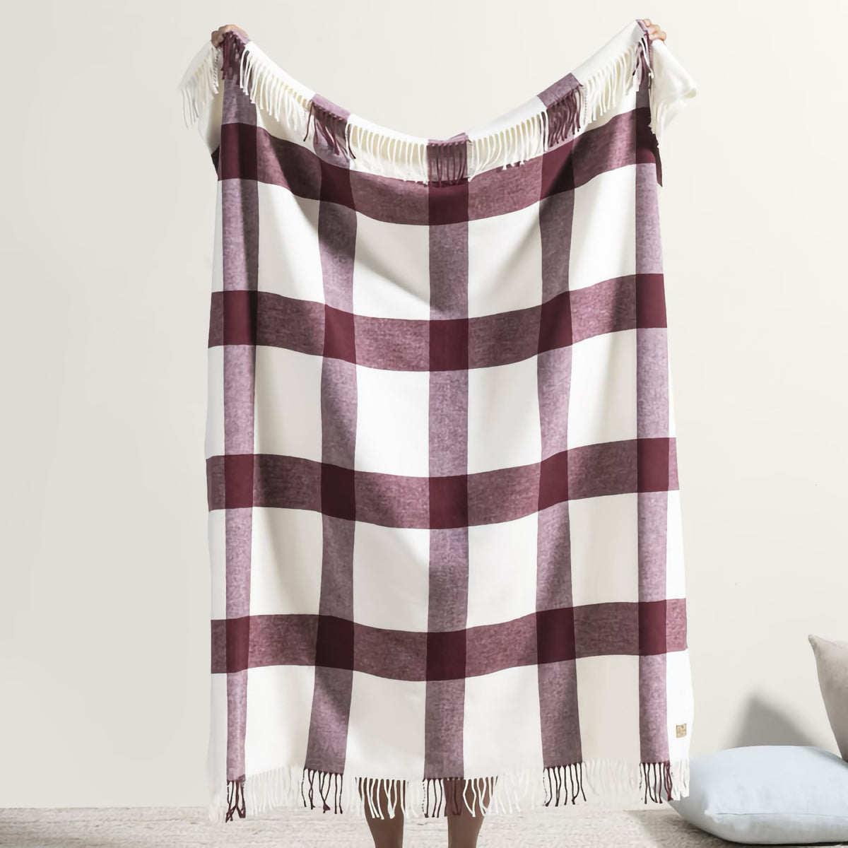 Hanging Lands Downunder Wellington Plaid Throw in Merlot color