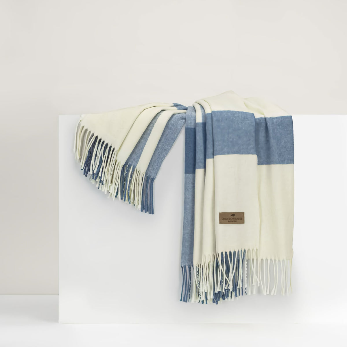 Lands Downunder Wellington Plaid Throw in Denim color