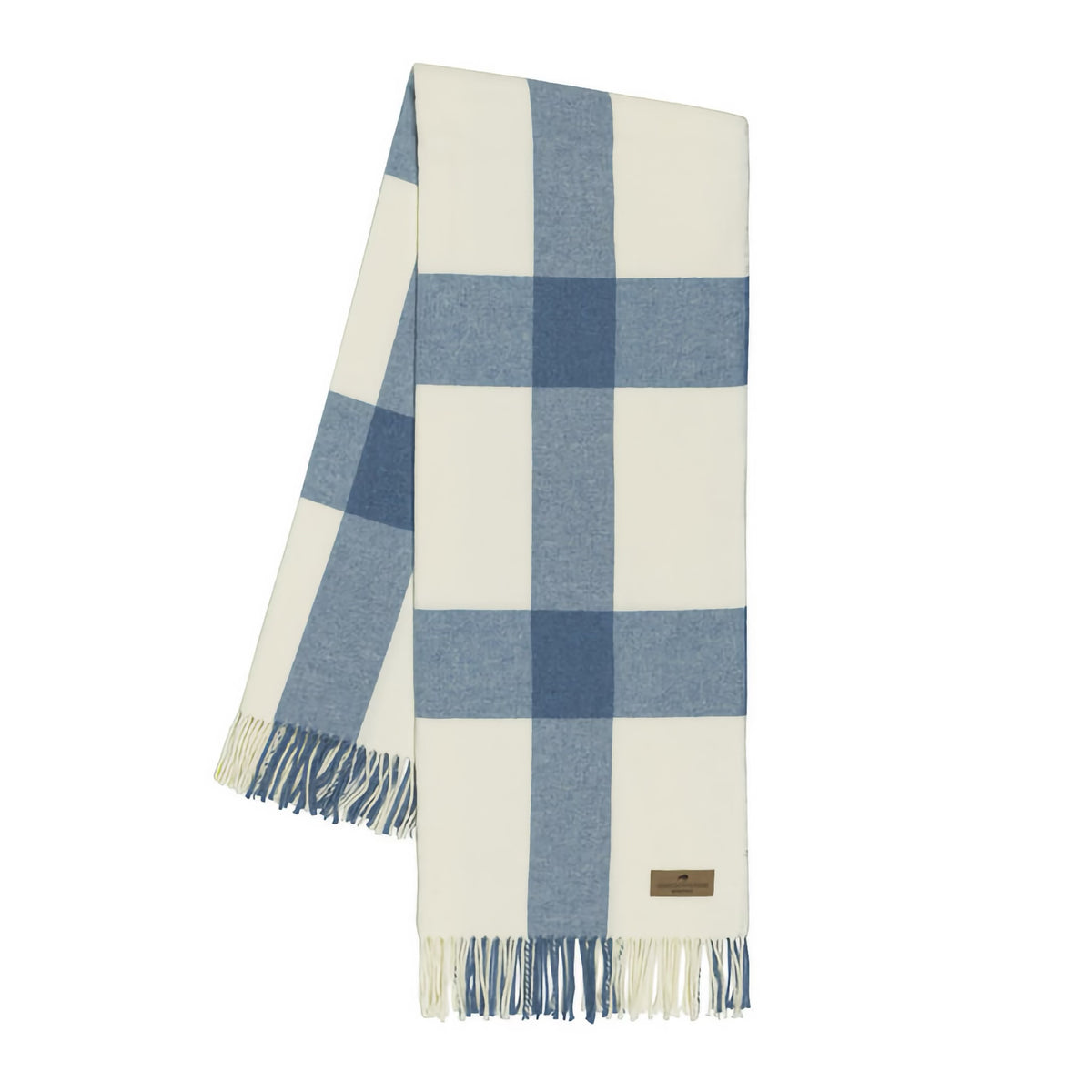 Folded Lands Downunder Wellington Plaid Throw in Denim color