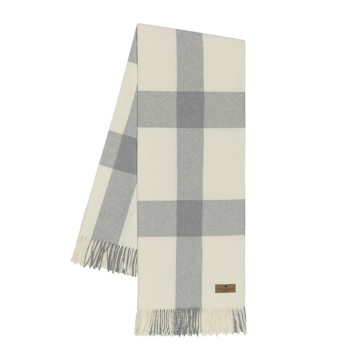 Folded Lands Downunder Wellington Plaid Throw in Light Gray color