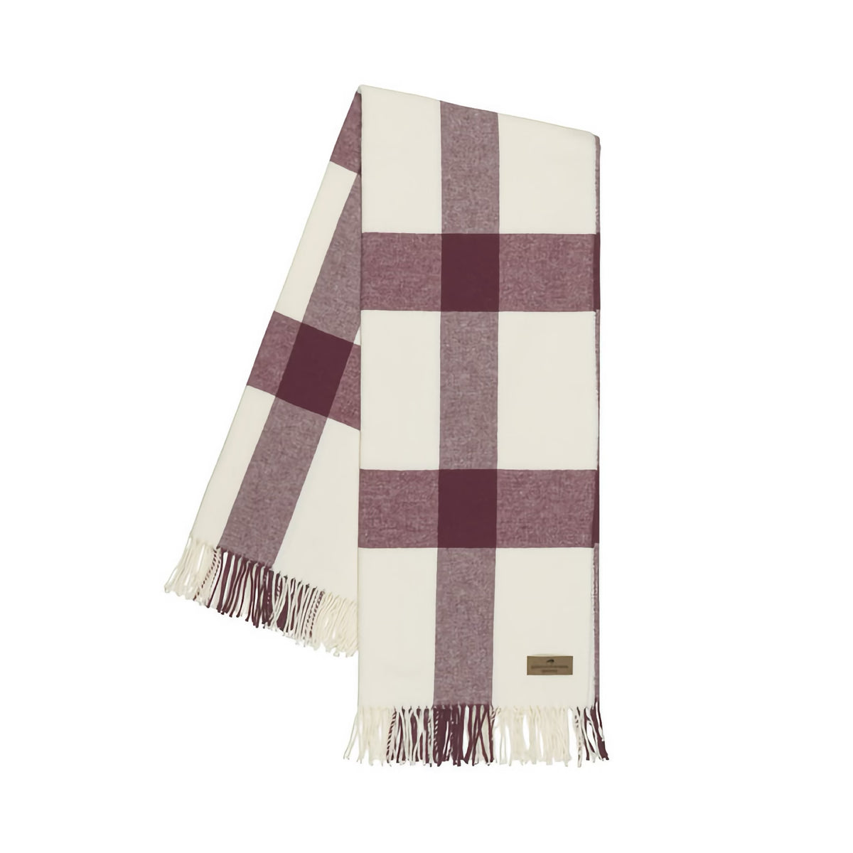 Folded Lands Downunder Wellington Plaid Throw in Merlot color