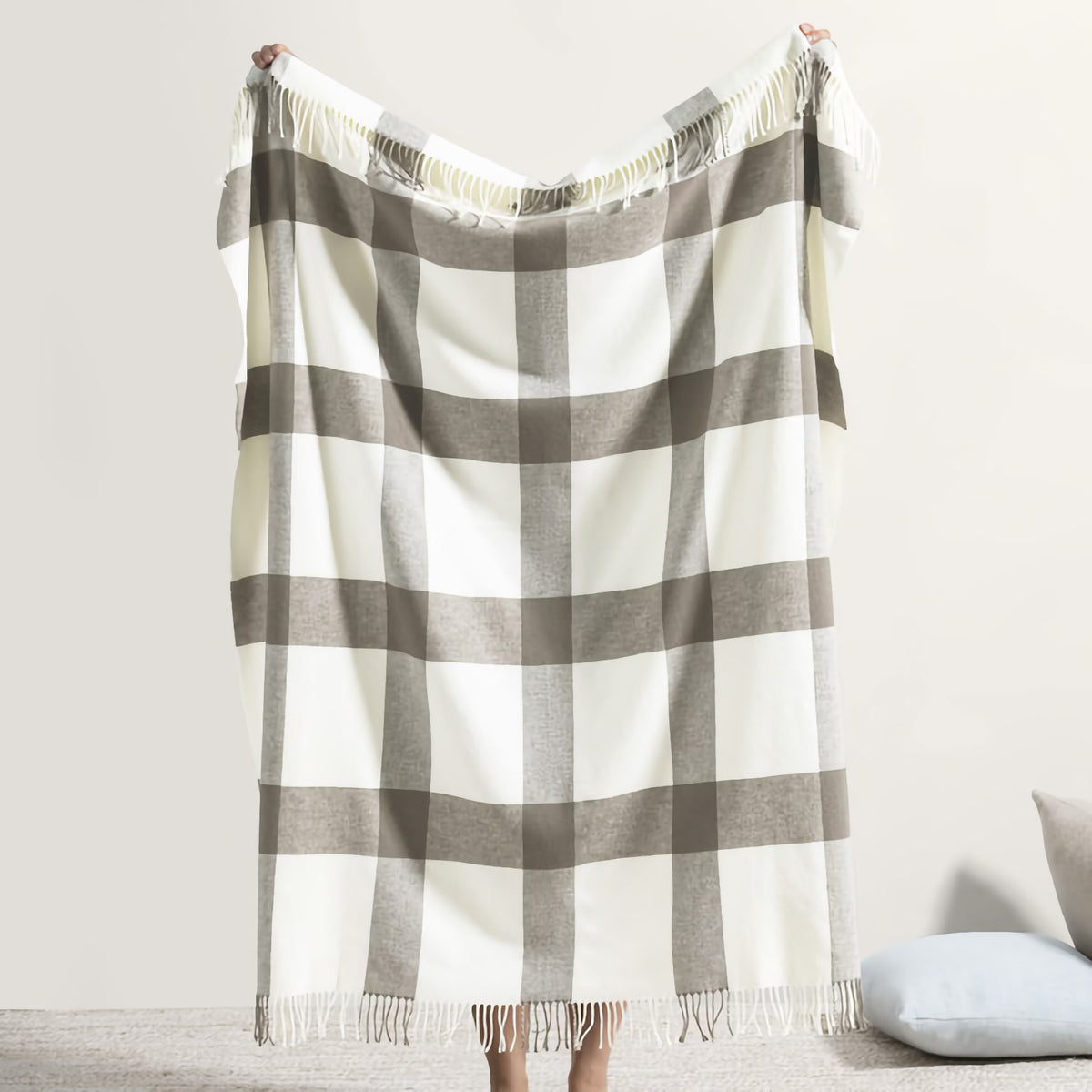 Hanging Lands Downunder Wellington Plaid Throw in Barnwood color