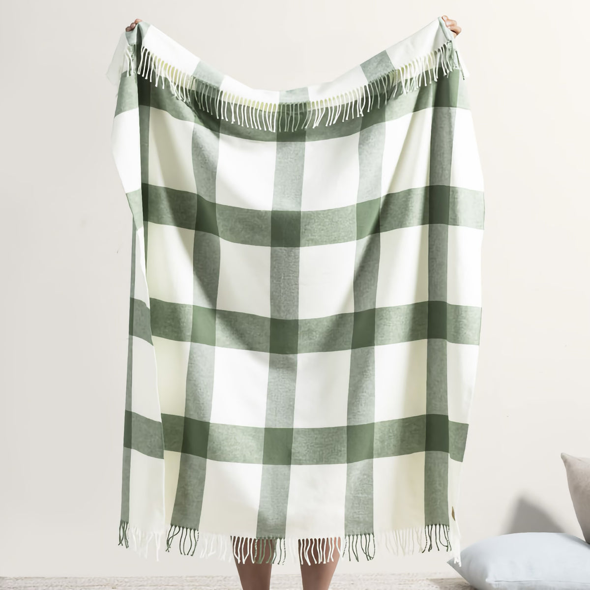Hanging Lands Downunder Wellington Plaid Throw in Olive color