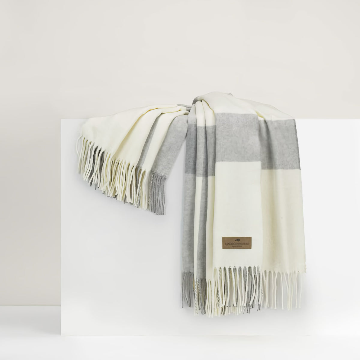 Lands Downunder Wellington Plaid Throw in Light Gray color