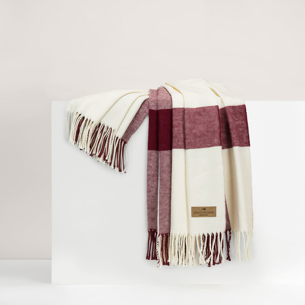 Lands Downunder Wellington Plaid Throw in Merlot color