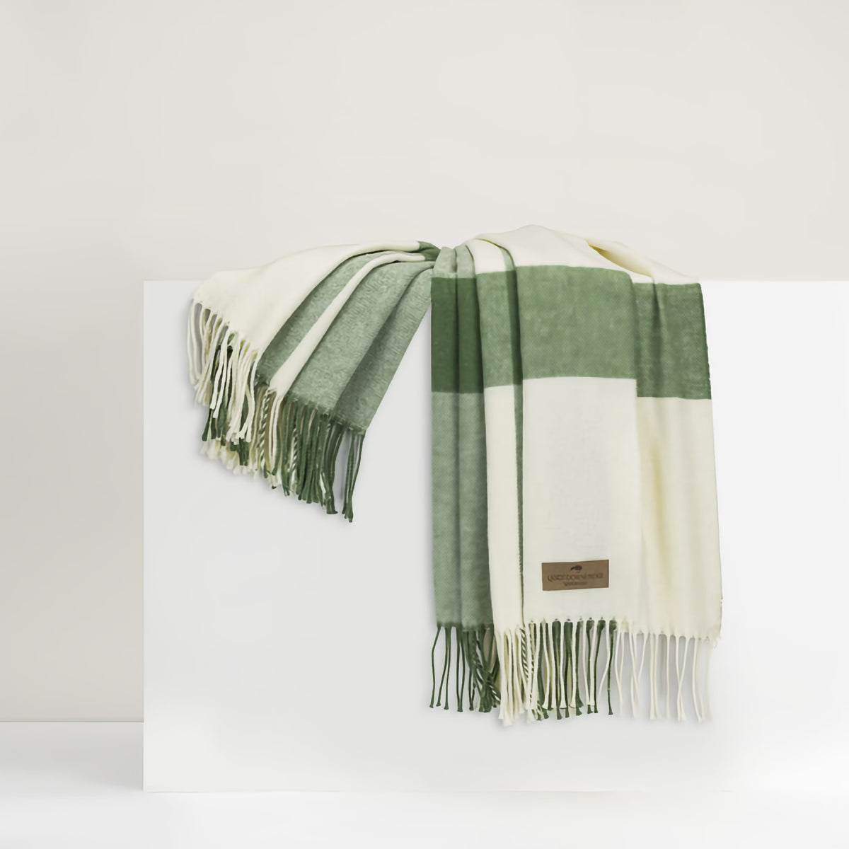 Lands Downunder Wellington Plaid Throw in Olive color