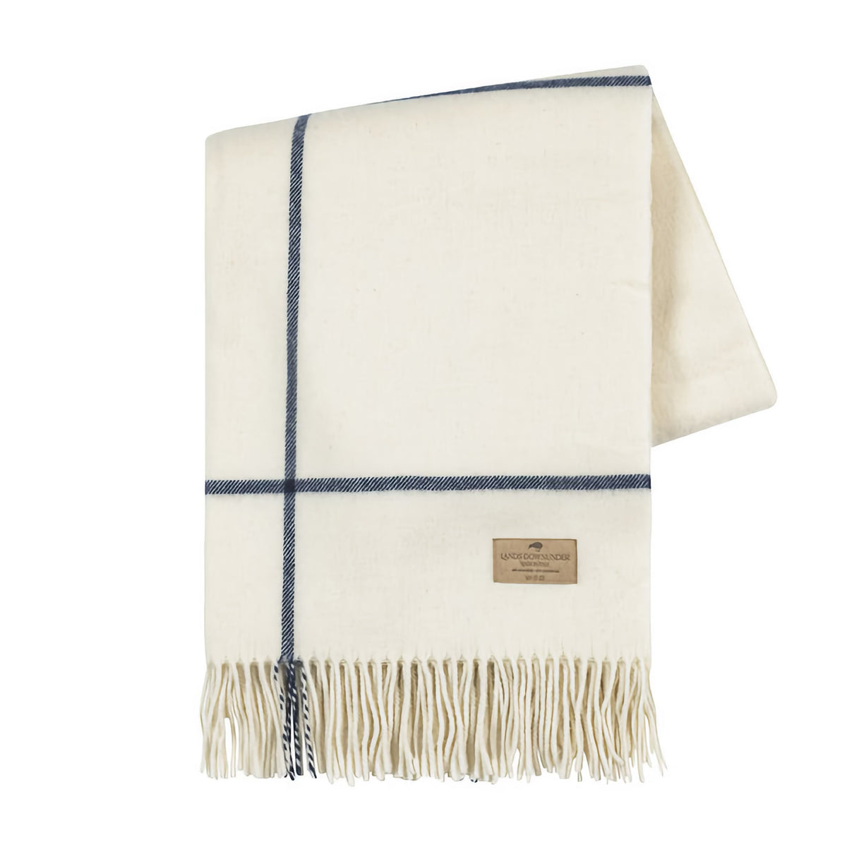 Folded Lands Downunder Windowpane Cashmere Throw in Ecru and Navy color