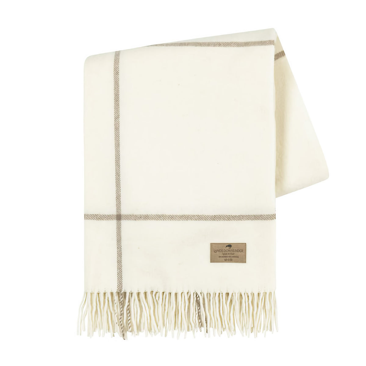 Folded Lands Downunder Windowpane Cashmere Throw in Ecru and Taupe color