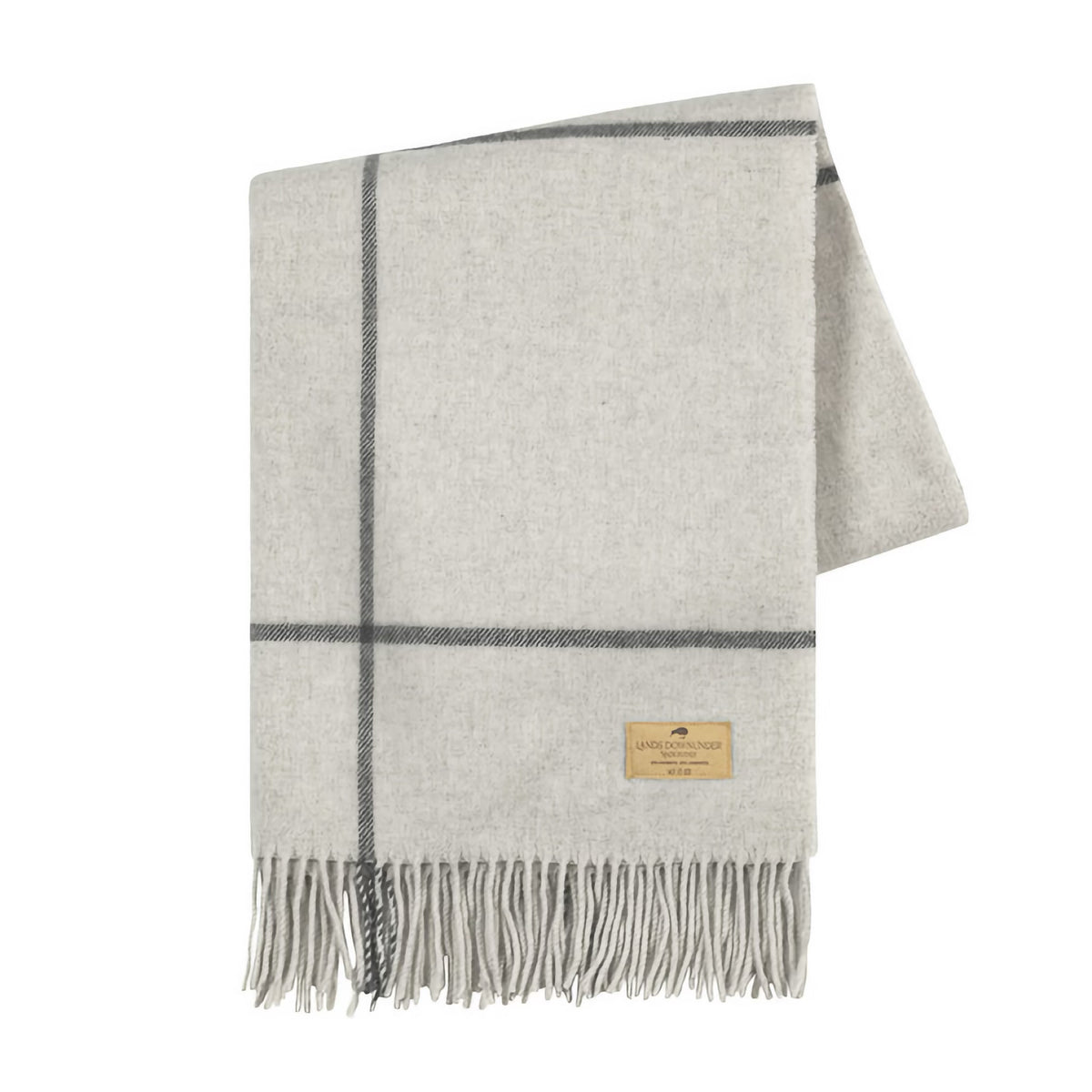 Folded Lands Downunder Windowpane Cashmere Throw in Light Gray color