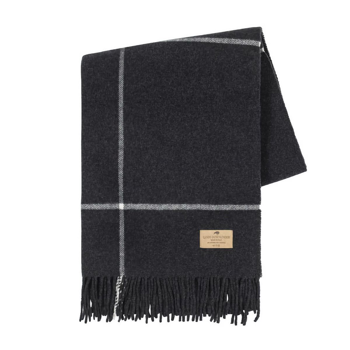 Folded Lands Downunder Windowpane Cashmere Throw in Onyx color